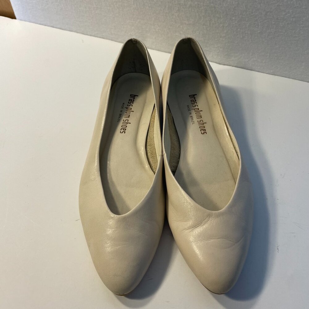 Vintage Nordstrom Brass Plum Women's flats size 6.5 M Ivory